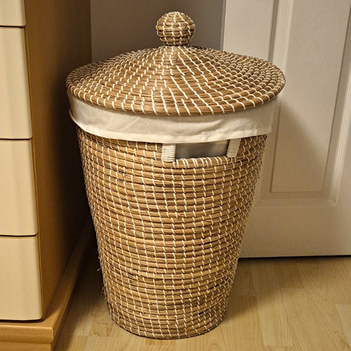 Natural wicker round laundry - natural,