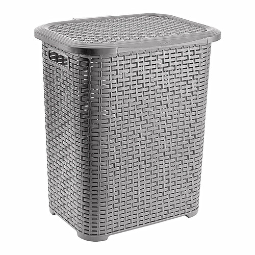 60l grey plastic wicker - grey,