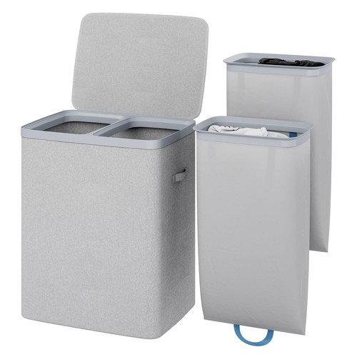 Grey double laundry hamper - double,