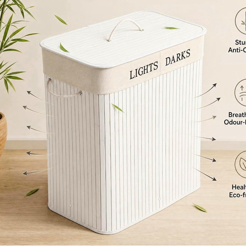 Bamboo laundry hamper 105l - hamper,