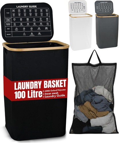 Laundry basket with lid 100l - laundry,