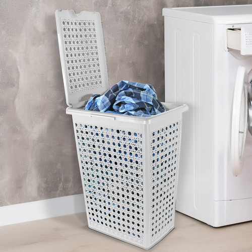 Plastic laundry hamper 48l - plastic,