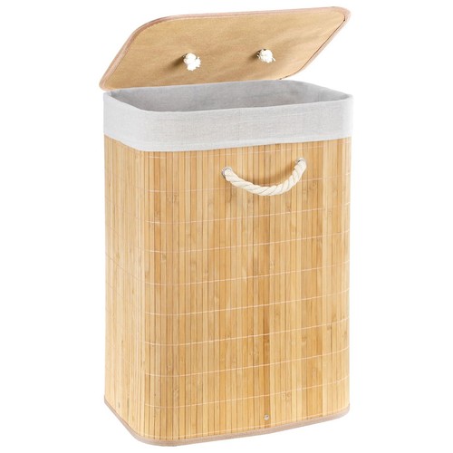 Bamboo laundry hamper with - bamboo,