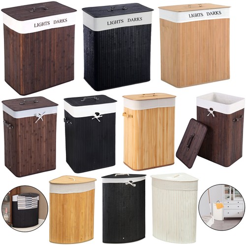 Bamboo laundry basket with - basket,