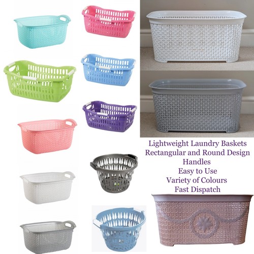 Plastic laundry basket hamper - laundry,