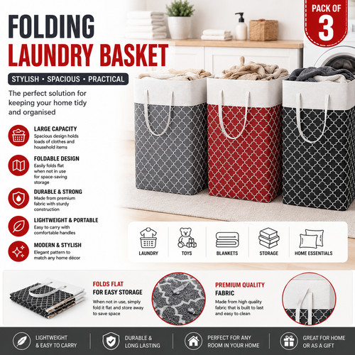 Foldable hamper bag laundry - 3x,