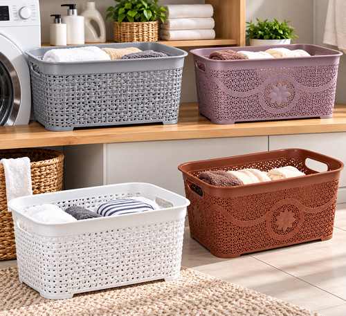 Large plastic laundry basket - laundry,