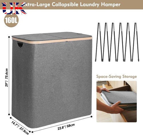 160l double laundry basket - 160l, w/