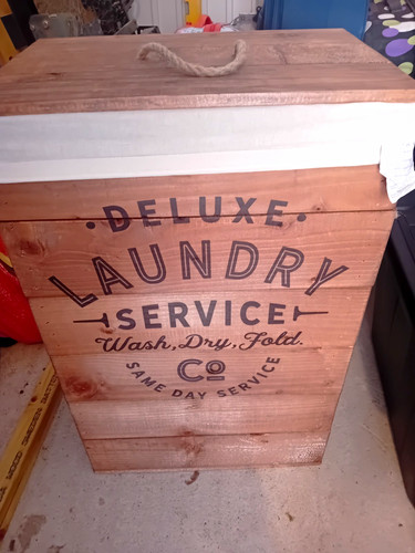 Wooden laundry hamper with - wooden,