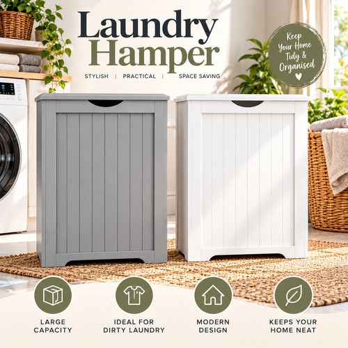 Large wooden laundry basket - large,