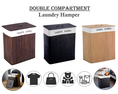 Large bamboo laundry hamper - large,