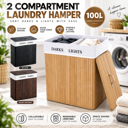 Laundry hamper bamboo basket - hamper,